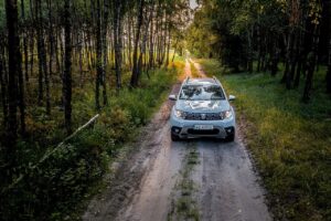 dacia duster, car, vehicle, dirt road, trail, forest, dacia, nature, auto, automobile, car wallpapers, automotive, suv, 4x4